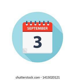 September 3 -  Calendar Icon - Round Calendar design template - Business vector illustration.