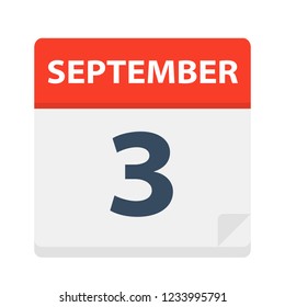 September 3 - Calendar Icon - Vector Illustration