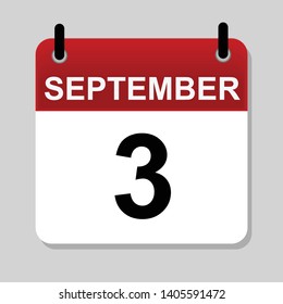 September 3 , calendar icon vector illustration 