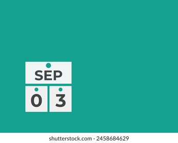 September  3 calendar reminder. 3 September  daily calendar icon template. Calendar 3 September  icon Design template. Vector illustration
