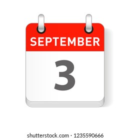 September 3 date visible on a page a day organizer calendar