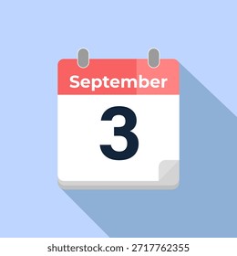 3. September Vektor Kalender
Moderner flacher Farbvektorkalender mit Datum