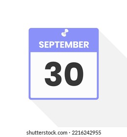 September 30 calendar icon. Date,  Month calendar icon vector illustration