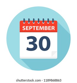 September 30 - Calendar Icon - Vector Illustration