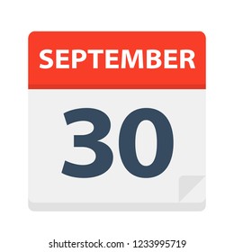 September 30 - Calendar Icon - Vector Illustration