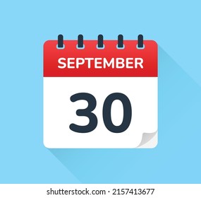 September 30 - Calendar icon vector.