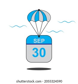 September 30 date of month calender icon with balloon in the air vector eps 10 template element
