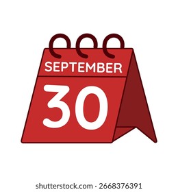 Septiembre 30 Vector de calendario de escritorio sobre fondo blanco
Vector rojo Calendario plano icono