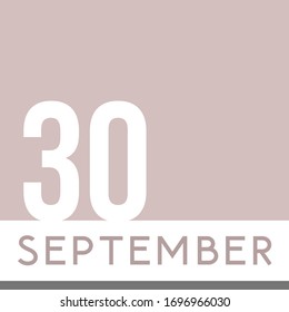 September 30th Minimal Calendar Neutral Color. Vector illustration