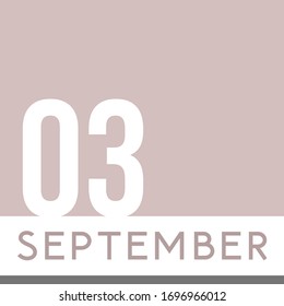 3 de septiembre Color neutro del calendario mínimo. Ilustración del vector