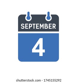 4. September Kalenderdatum Symbol, Ereignisdatumssymbol, Kalenderdatum, Symbol-Design-Vektor Grafik