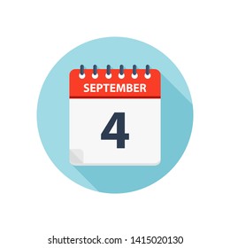 September 4 -  Calendar Icon - Round Calendar design template - Business vector illustration.