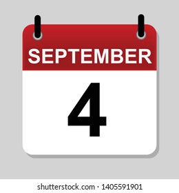 September 4 , calendar icon vector illustration 