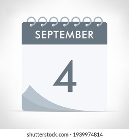 September 4 - Calendar Icon - Vector Illustration. Gray calendar.