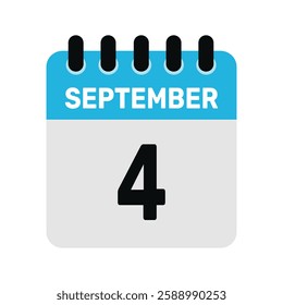 september 4 calendar icon Vector page month design illustration