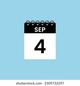 Recordatorio del calendario del 4 de septiembre. 4 de septiembre Fecha Mes calendario icono de diseño de Plantilla.