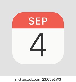 September 4 icon isolated on background. Calendar symbol modern, simple, vector, icon for website design, mobile app, ui. Vector Illustration