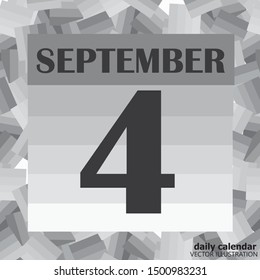 September 4 icon. For planning important day. Banner for holidays and special days. Illustration in black and white colors.
