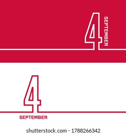 4. September. Set von Vektorvorlagenbannern für Kalender, Ereignisdatum.