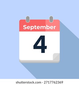 Calendario de Vector del 4 de septiembre
Calendario de Vector moderno de color plano con fecha