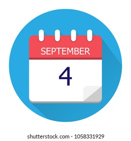 September 4. Vector flat daily calendar icon. Date and time, day, month. Holiday. Season.