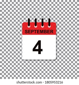 September 4th, calendar day of month, vector illustration