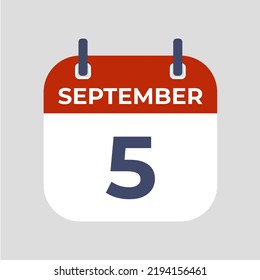September 5.The best of Flat icon calendar isolated on gray background. illustration symbol template in trendy style. Can be used for many purposes.