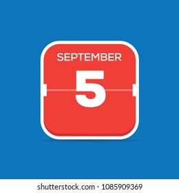 September 5 Calendar Flat Icon