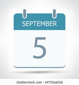September  5 - Calendar Icon - Calendar flat design template - Business vector illustration.