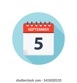 September 5 -  Calendar Icon - Round Calendar design template - Business vector illustration.