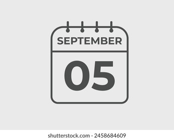 September  5 calendar reminder. 5 September  daily calendar icon template. Calendar 5 September  icon Design template. Vector illustration
