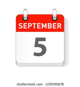 September 5 date visible on a page a day organizer calendar