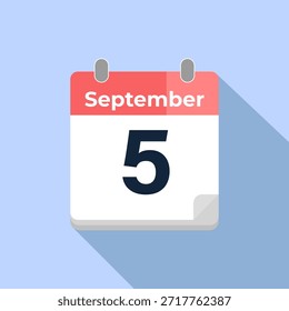 September 5 Vector Calendar
Modern flat color vector calendar with date
