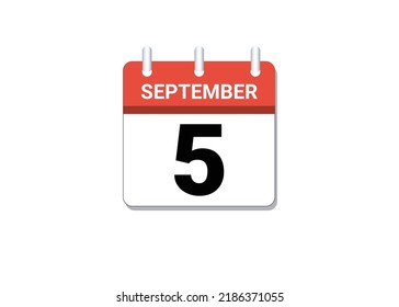 September, 5th calendar icon vector, concept of schedule, business and tasks
