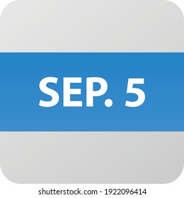 September 5th date icon, single day vector illustration modern flat style. Calendar element for web design, schedule, planner, organizer. 
