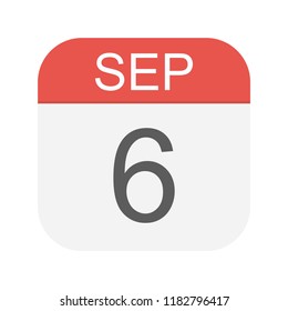 September 6 - Calendar Icon - Vector Illustration