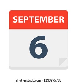 September 6 - Calendar Icon - Vector Illustration