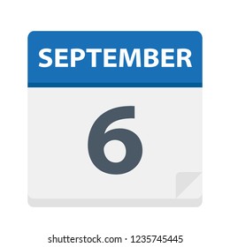 September 6 - Calendar Icon - Vector Illustration