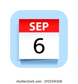6 de septiembre. Icono de calendario. Ilustración vectorial.