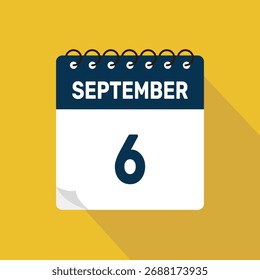 6 de setembro ícone calendário ilustração vetor com design