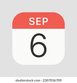 September 6 icon isolated on background. Calendar symbol modern, simple, vector, icon for website design, mobile app, ui. Vector Illustration