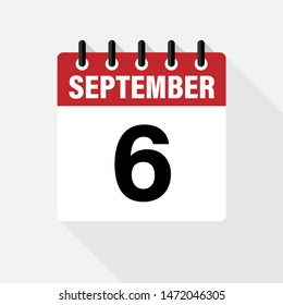 September 6 Vector Flat Daily Calendar Stock Vector (Royalty Free ...