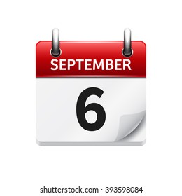 September  6. Vector flat daily calendar icon. Date and time, day, month. Holiday.
