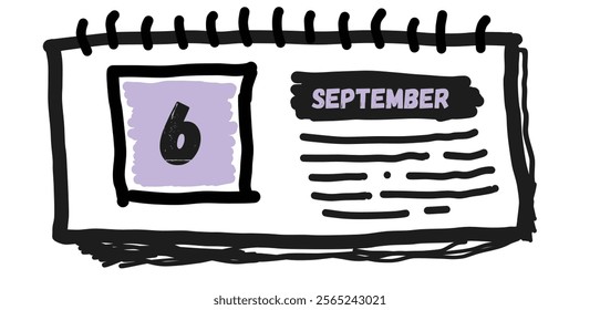 September 6th: Calendar Date Illustration