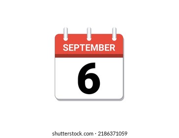 September, 6th calendar icon vector, concept of schedule, business and tasks
