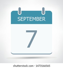 September 7 - Calendar Icon - Calendar flat design template - Business vector illustration.