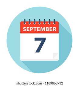 September 7 - Calendar Icon - Vector Illustration