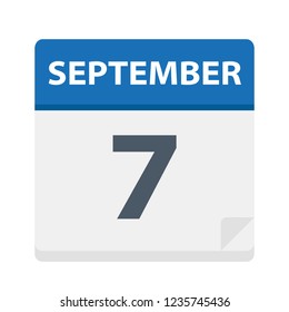 September 7 - Calendar Icon - Vector Illustration