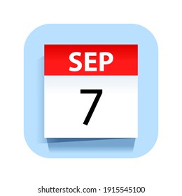 September 7. Calendar Icon. Vector Illustration.