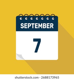 Septiembre 7 Calendario Icono Ilustración vectorial con diseño